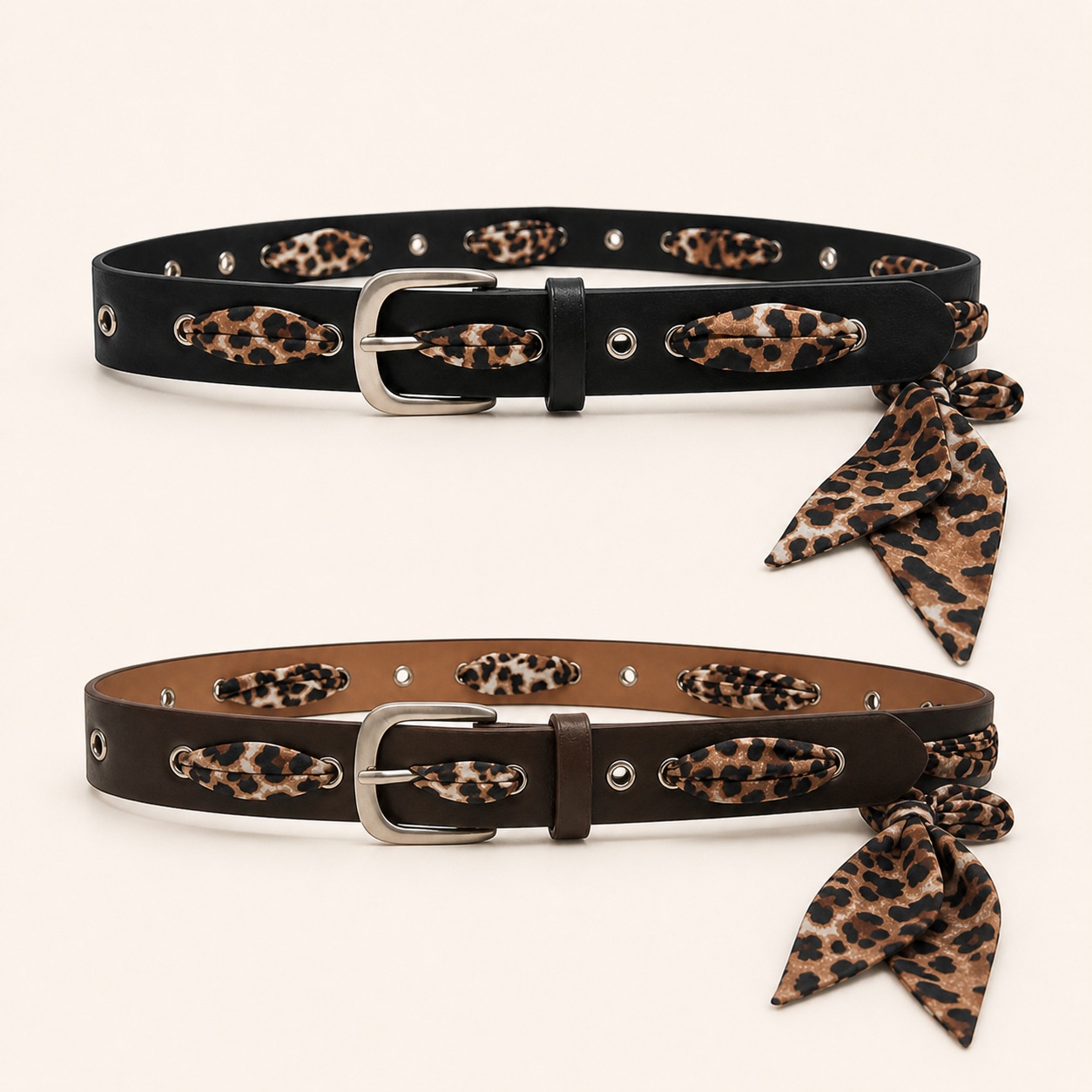 Vintage Fashion Instagram - Modaya Uygun Leopar Desenli Eşarp Kemer,