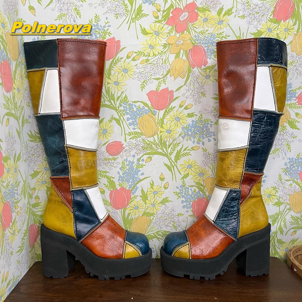 Kadın Retro Patchwork Deri Diz - Vintage Fashion Style incelemesi ve fiyatı