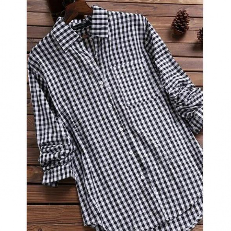 Gevşek Ekose Gömlek Yaka Uzun  - Vintage Fashion Ebay incelemesi ve fiyatı